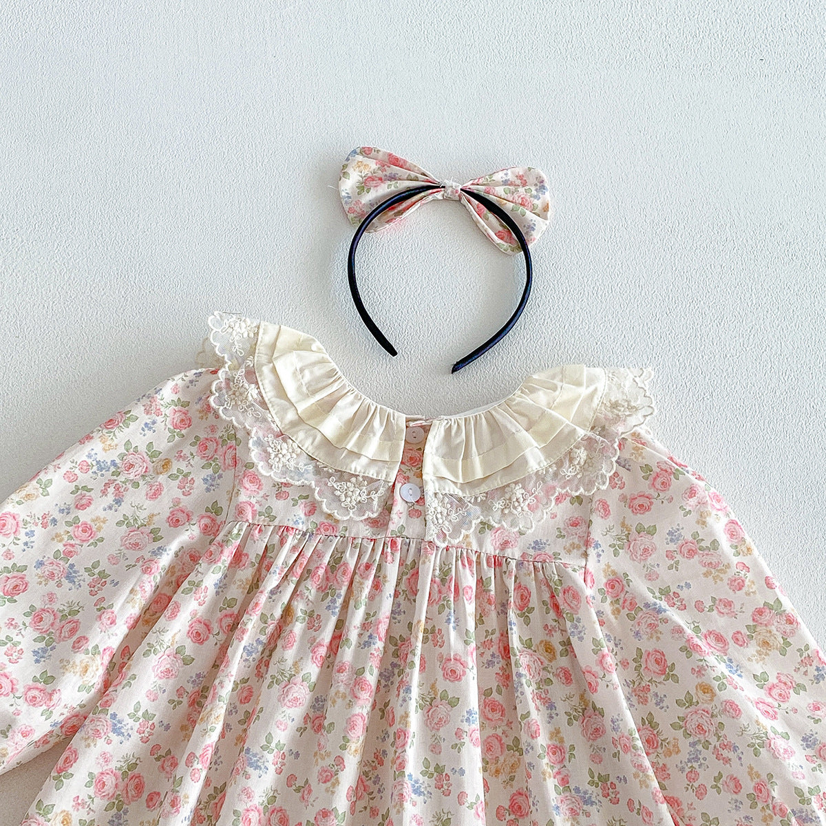 (Pre Order 2 Weeks)Sisters Fall Floral Lace Collar Dress&Romper