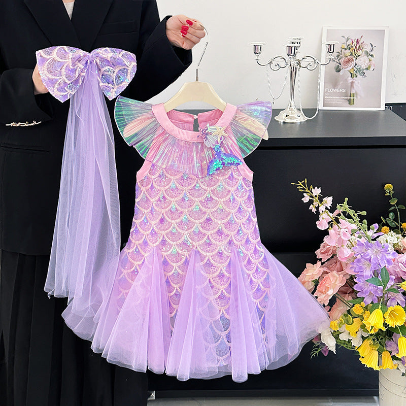 (In Production)Girls Spring&Summer Mermaid Sequin Dress