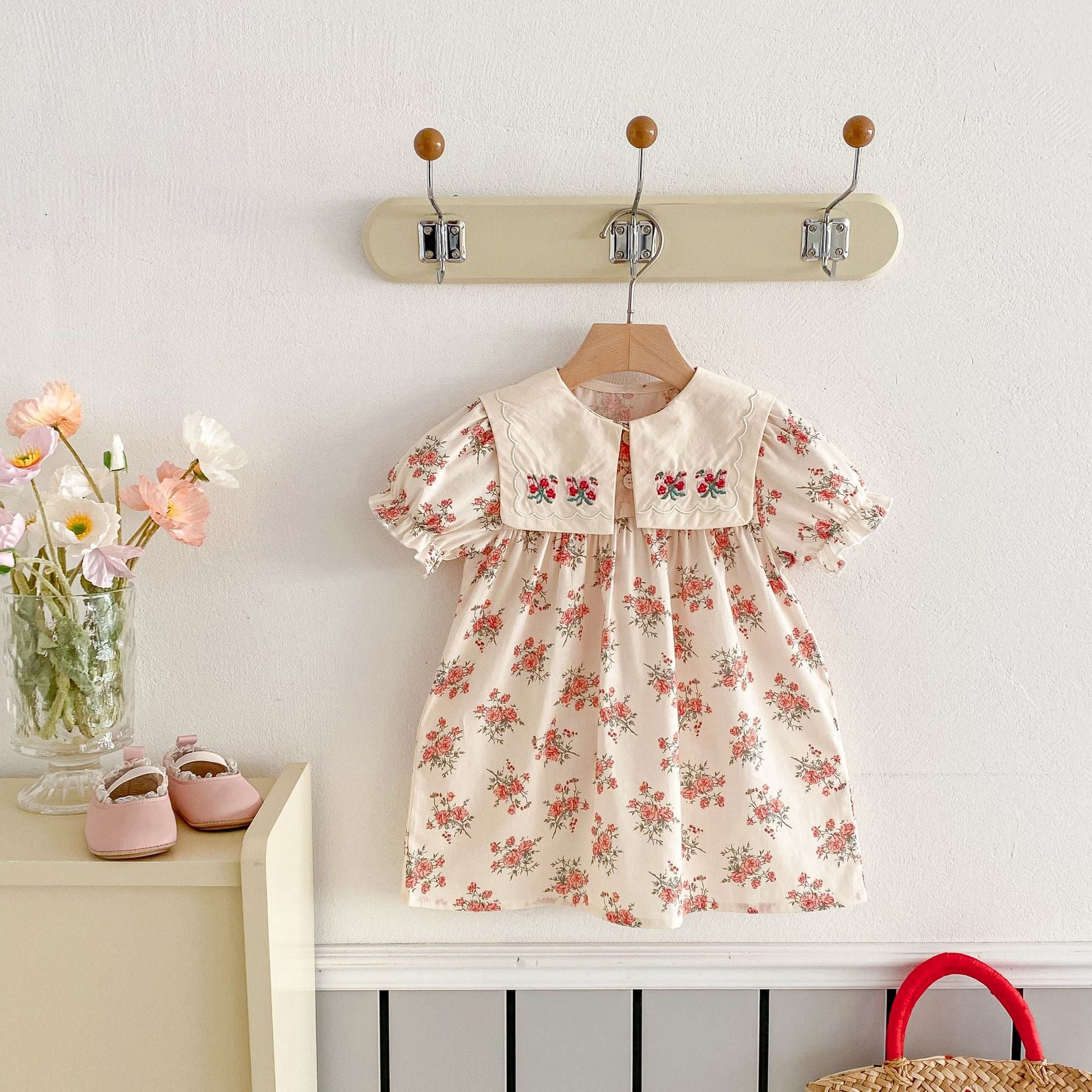 (In Production)Girls Spring&Summer Floral Embroidery Dress
