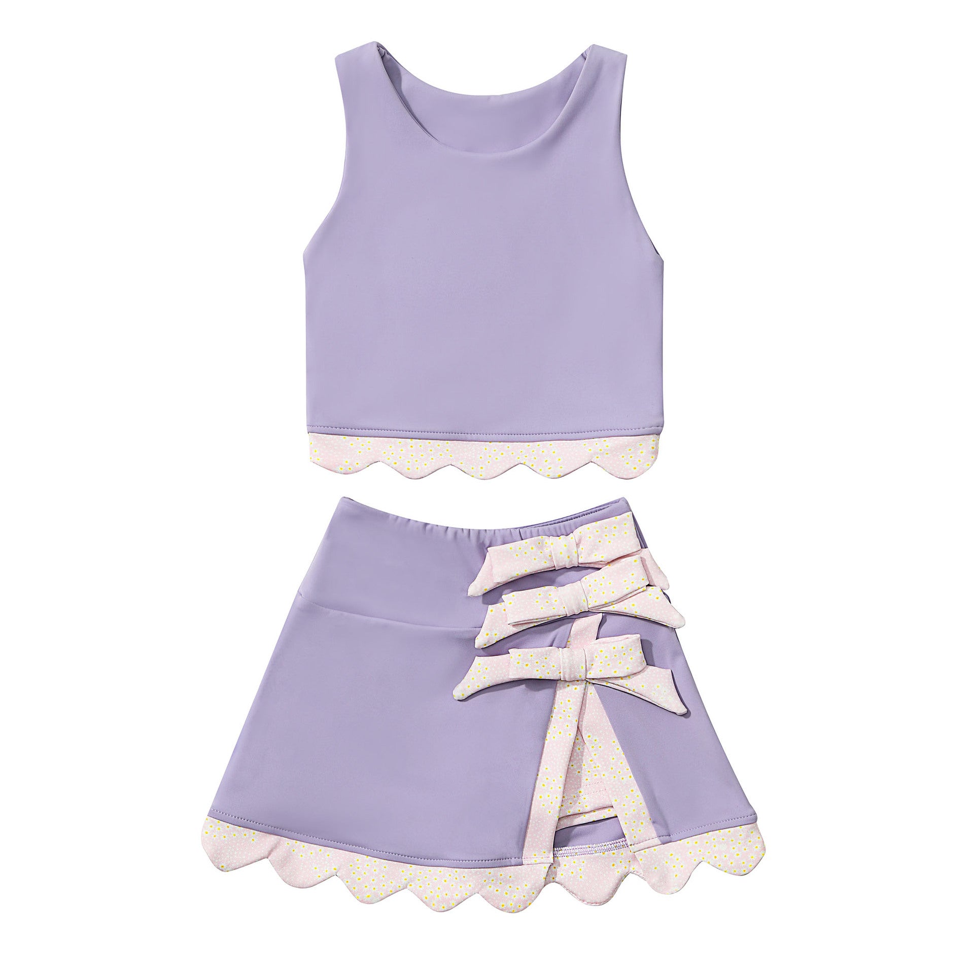 (In Production)Girls Spring&Summer Yoga Scallop Skort Set