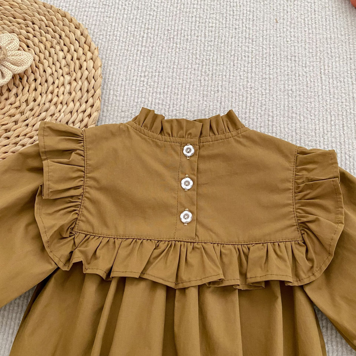 (Pre Order 2 Weeks)Sisters Fall Floral Embroidery Ruffle Dress&Romper