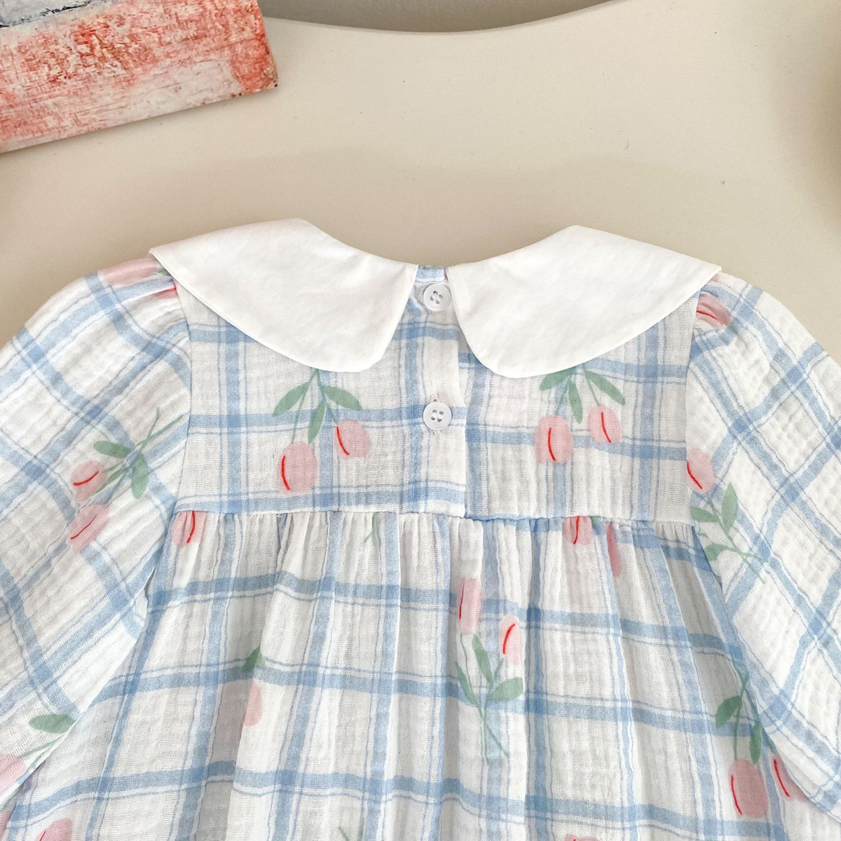 (Pre Order 2 Weeks)Toddler Girls Fall Tulip Embroidery Collar Romper