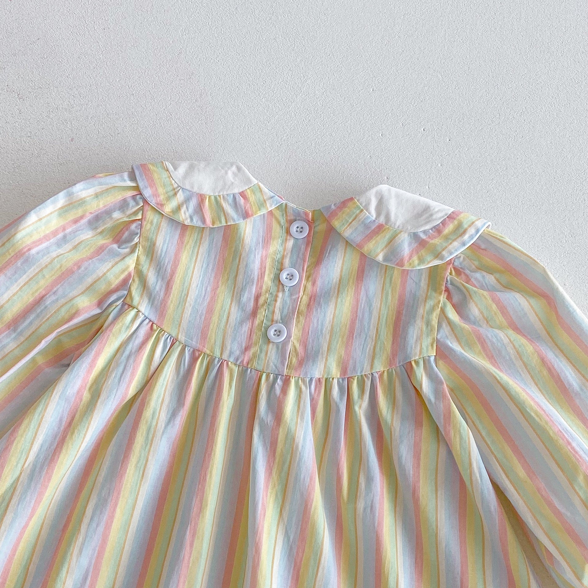 (Pre Order 2 Weeks)Girls Fall Embroidery Stripe Dress