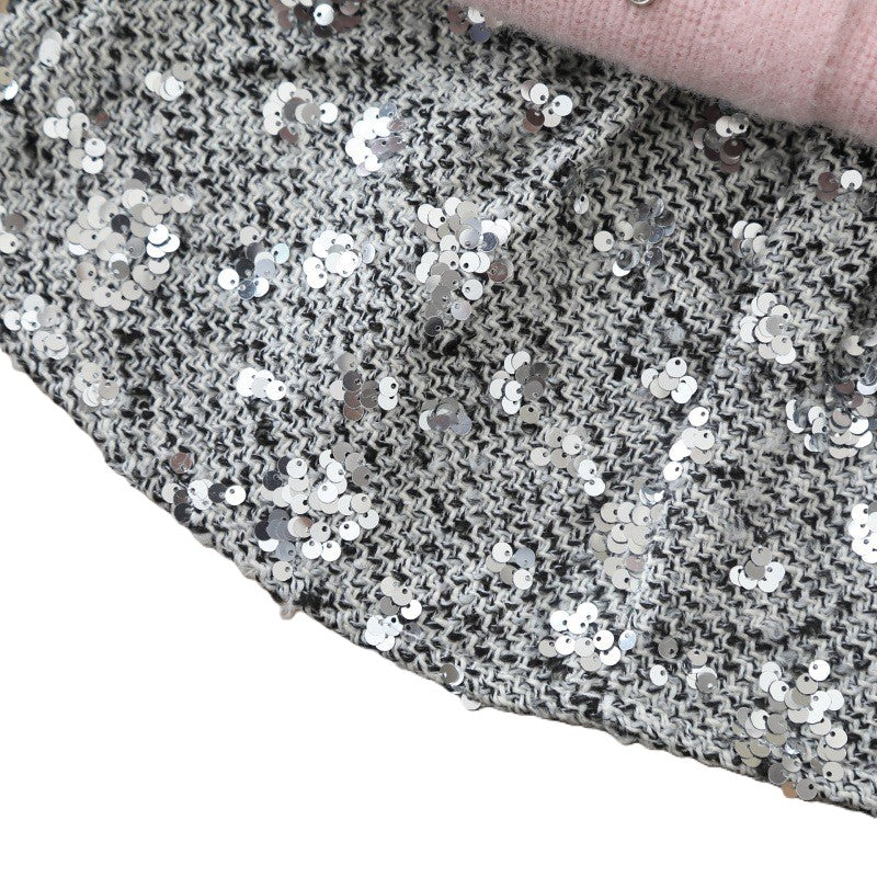 (In Production)Girls Fall&Winter Cardigan Sequin Skirt Set