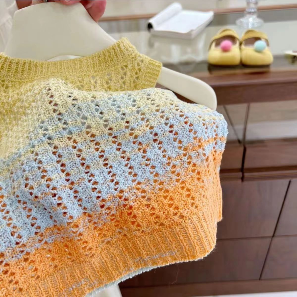 (In Production)Girls Summer Knitted Vest Embroidery Short Set