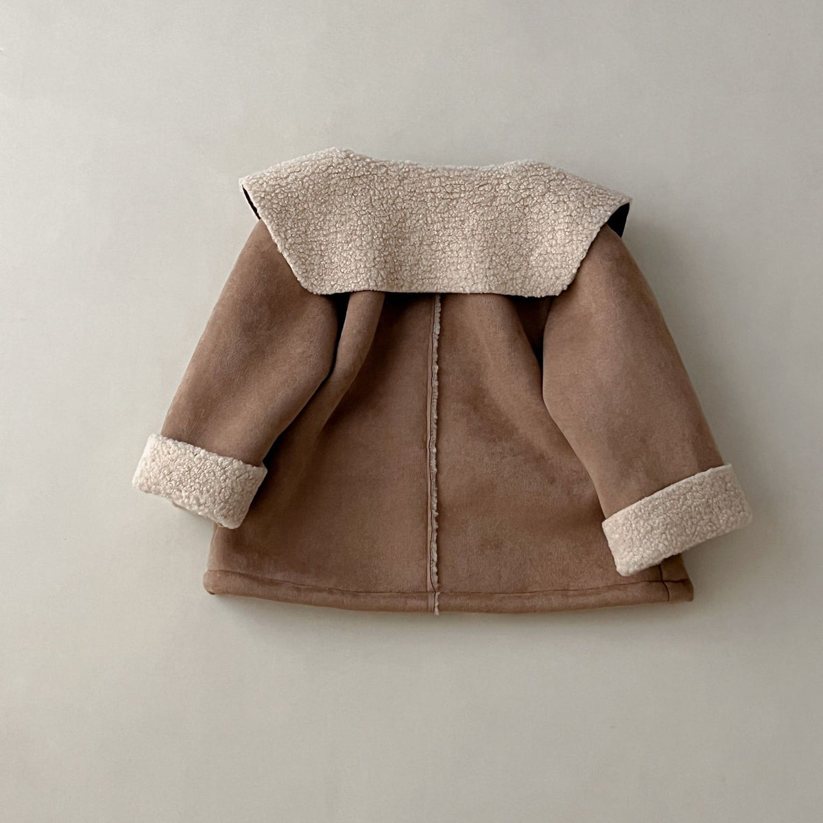 (Pre Order 2 Weeks)Girls Sherpa Collar Faux Suede Jacket