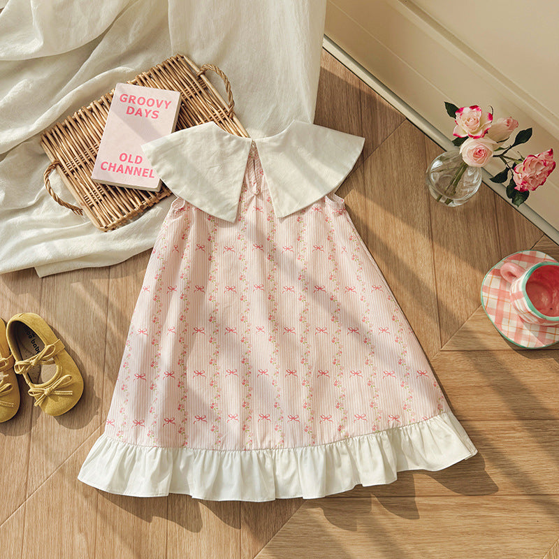(In Production)Girls Spring&Summer Floral Embroidery Dress with Pockets