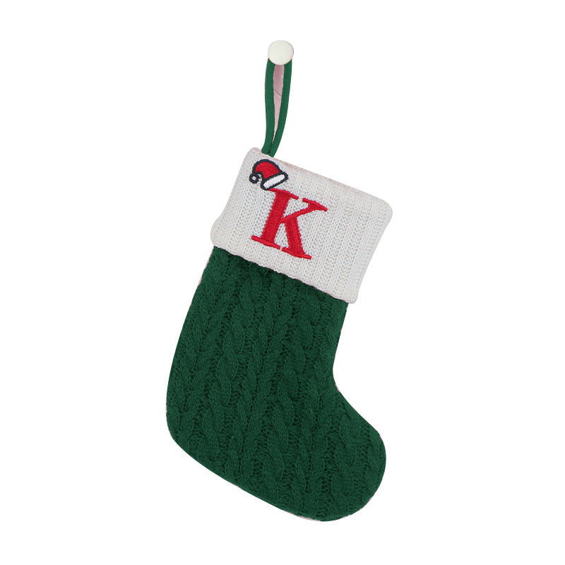 (Pre Order)Green Letter Wool Christmas Stocking Pendant