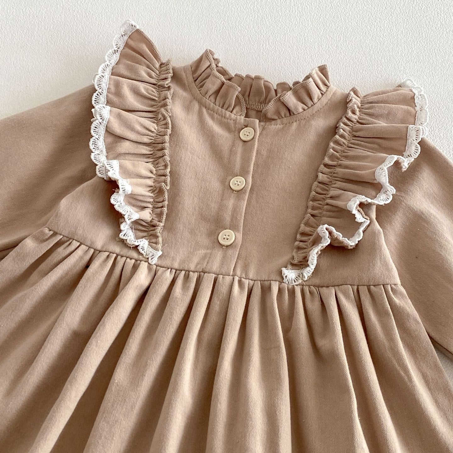 (In Production)Girls Fall Ruffle Lace Dress