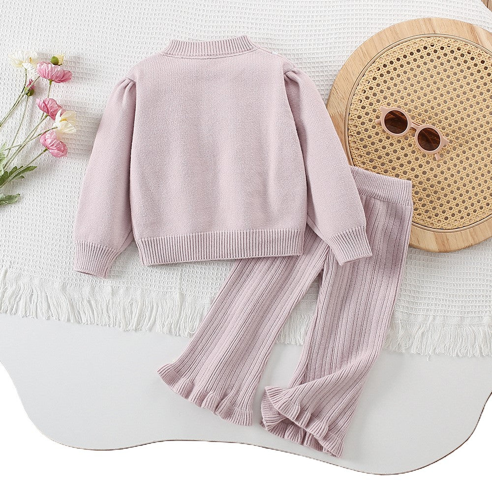 (In Production)Girls Fall&Winter Bow Sweater Suit