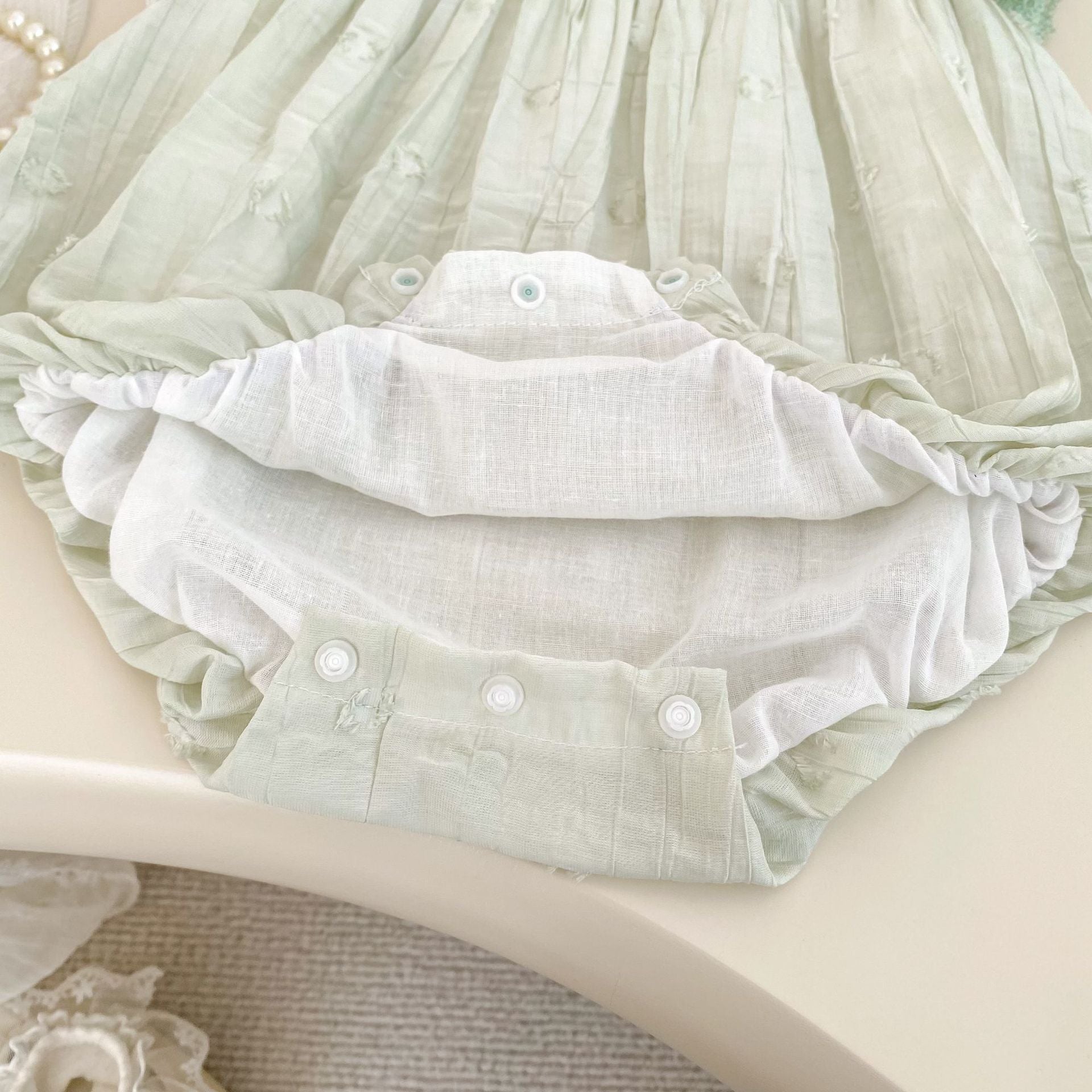 (Pre Order 2 Weeks)Girls Fall Mint Flying Sleeves Romper