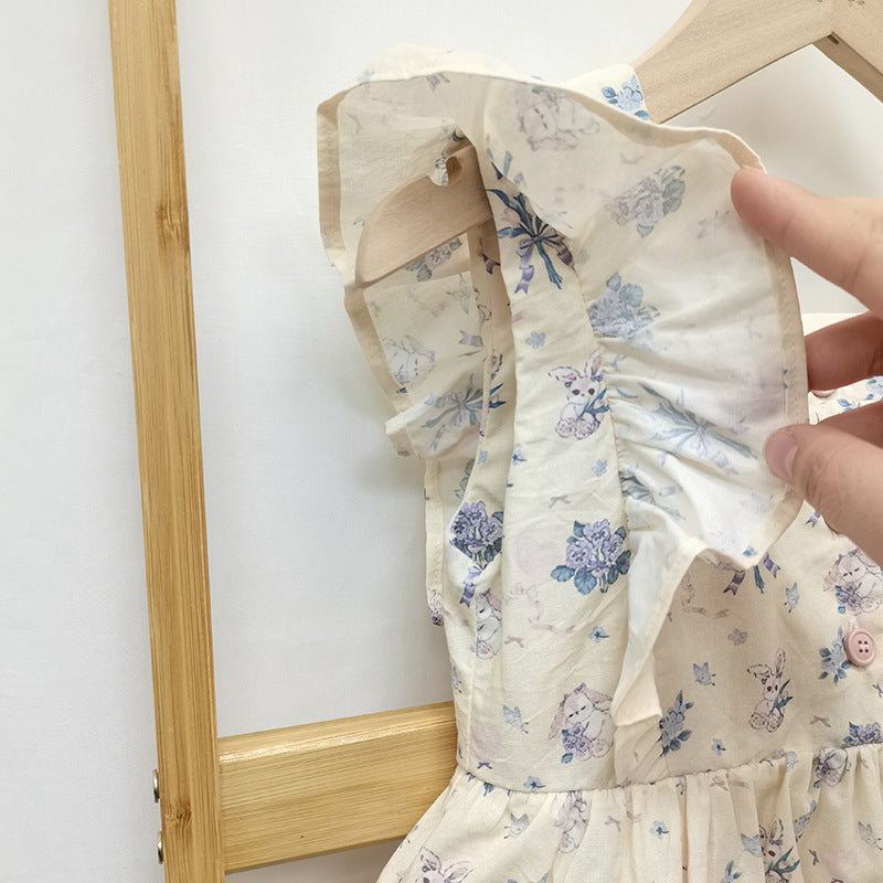 (In Production)Girls Spring&Summer Print Ruffle Dress