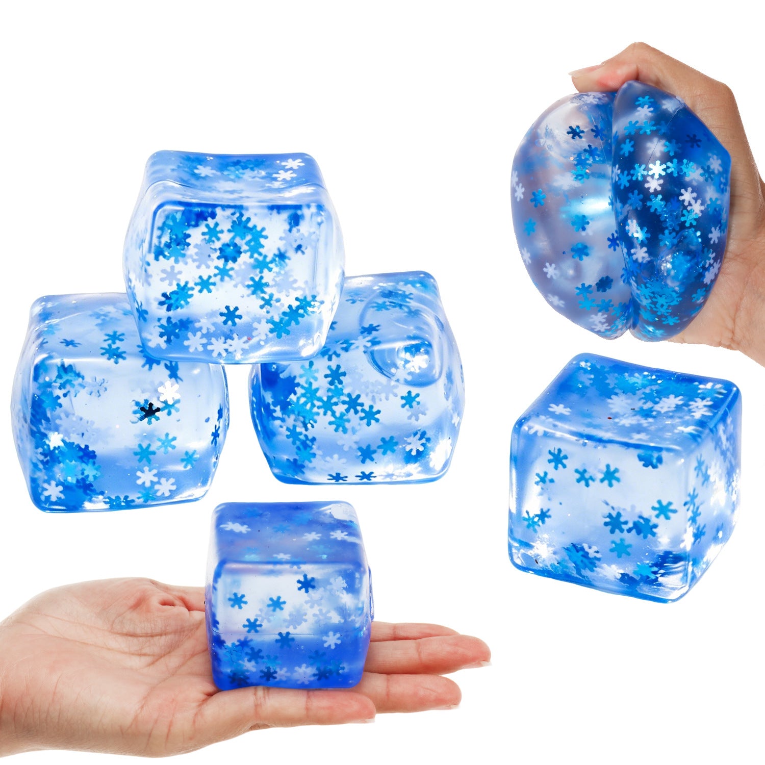 (Pre Order)Squishy Squeeze Snowflake Cube Toy