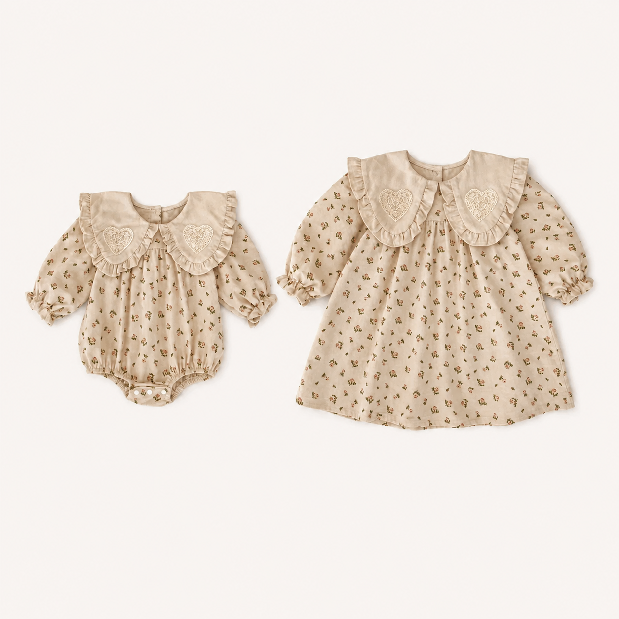 (Pre Order 2 Weeks)Sisters Fall Floral Ruffle Collar Dress&Romper