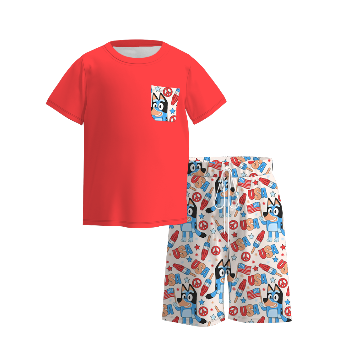 (Pre Order)Boys Cartoon Character Shorts Set