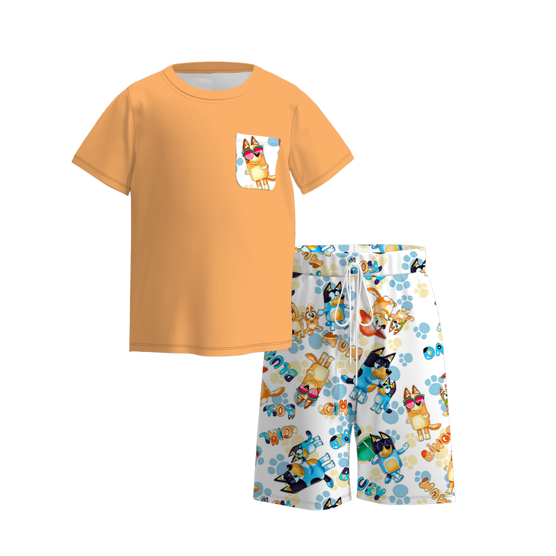 (Pre Order)Boys Cartoon Character Shorts Set