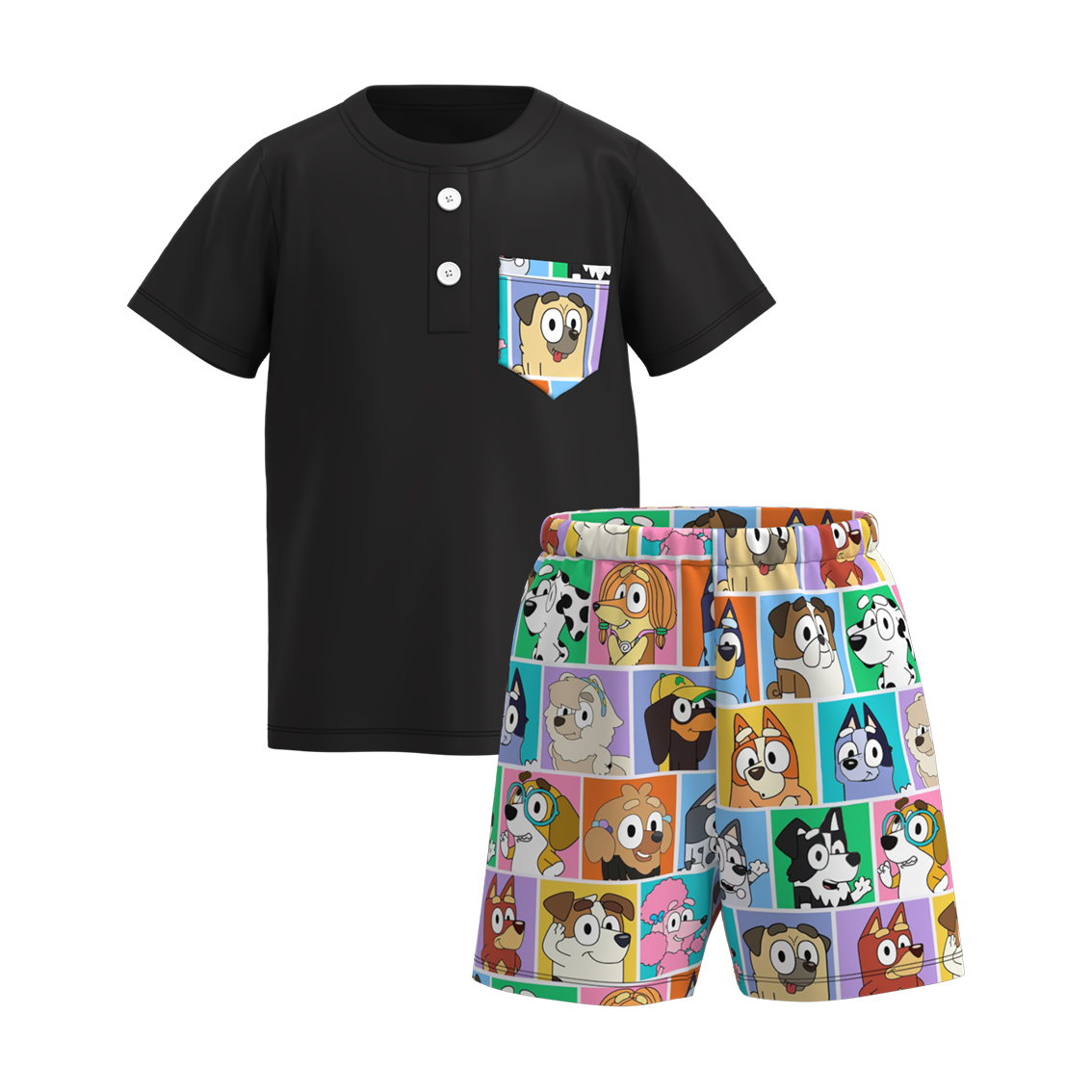 (Pre Order)Boys Summer Buley Print Pocket Short Set