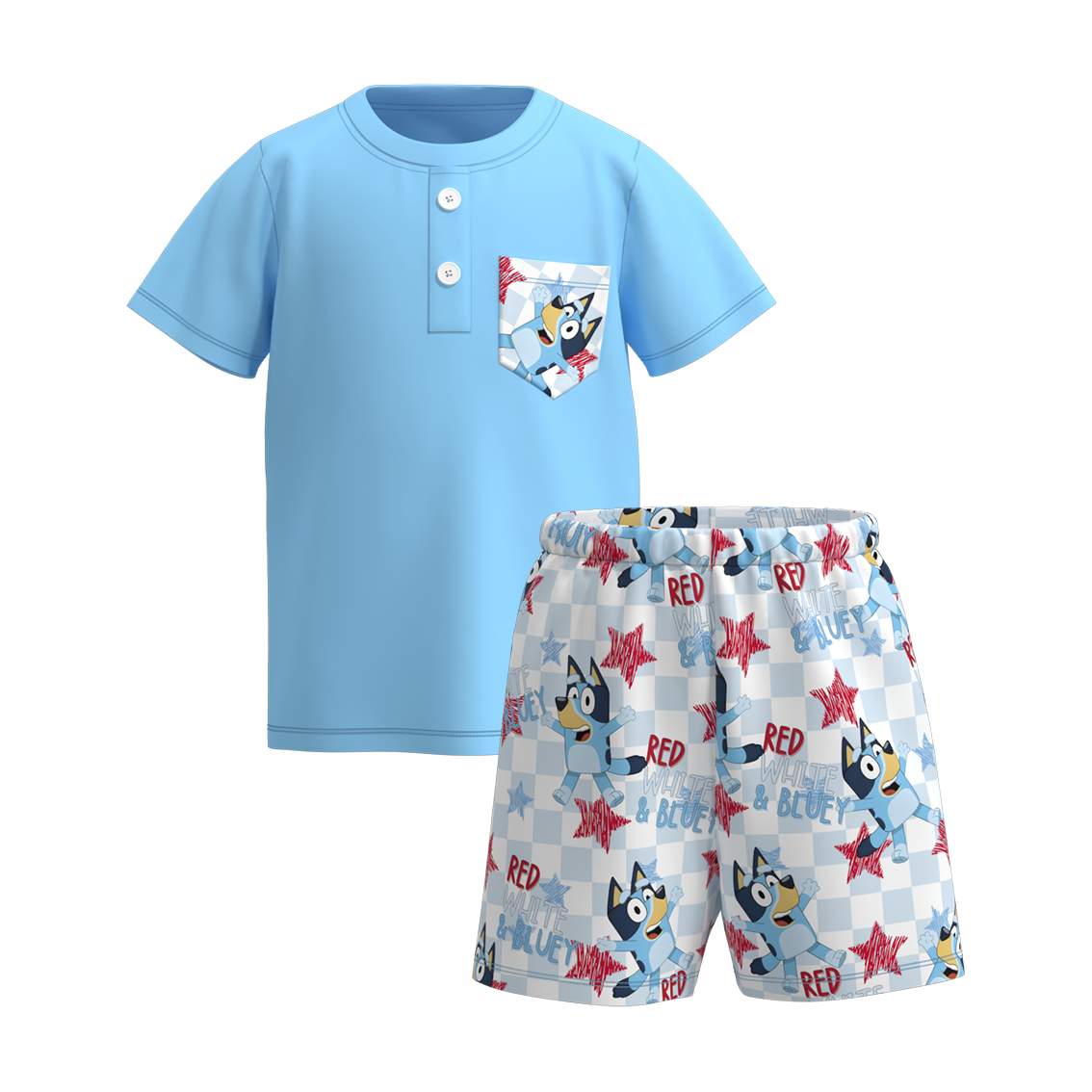 (Pre Order)Boys Summer Buley Print Pocket Short Set