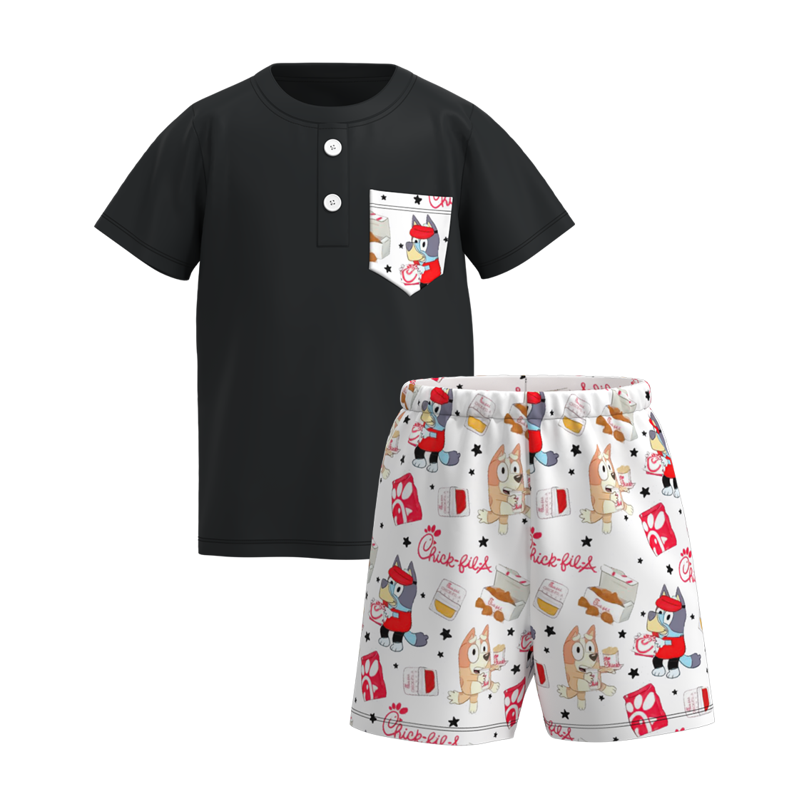 (Pre Order)Boys Summer Buley Print Pocket Short Set