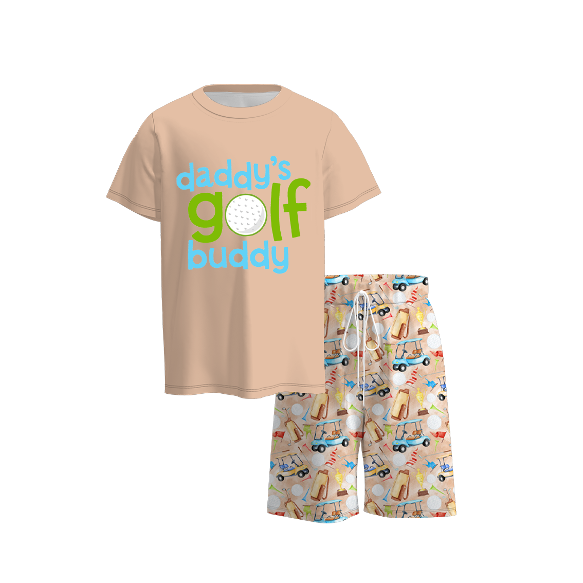 (Pre Order)Boys Summer Golf Fishing Print Short Set