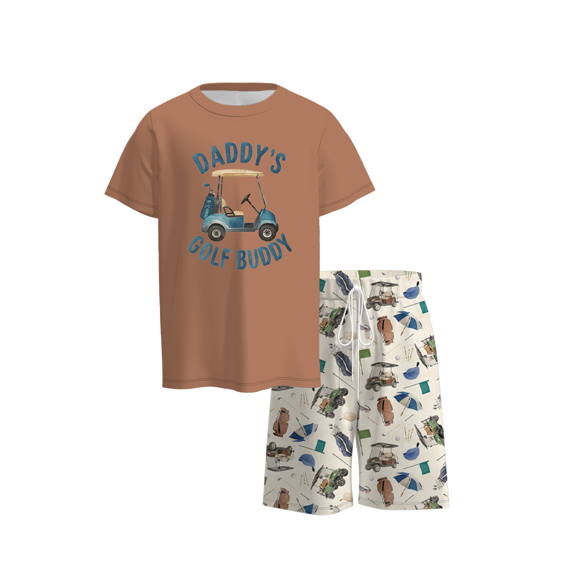 (Pre Order)Boys Summer Golf Fishing Print Short Set