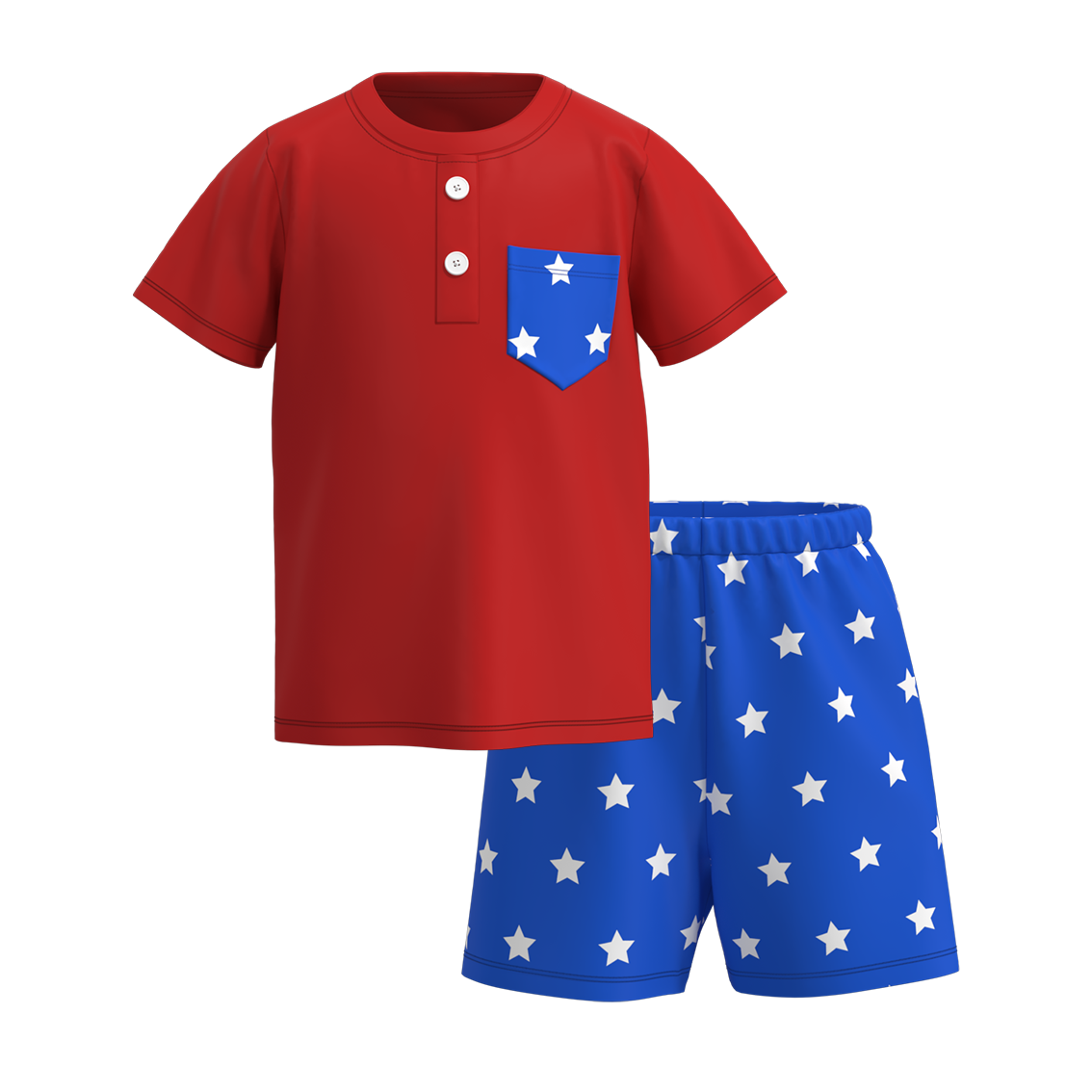 (Pre Order)Patriotic Boys Summer Pocket Print Short Set