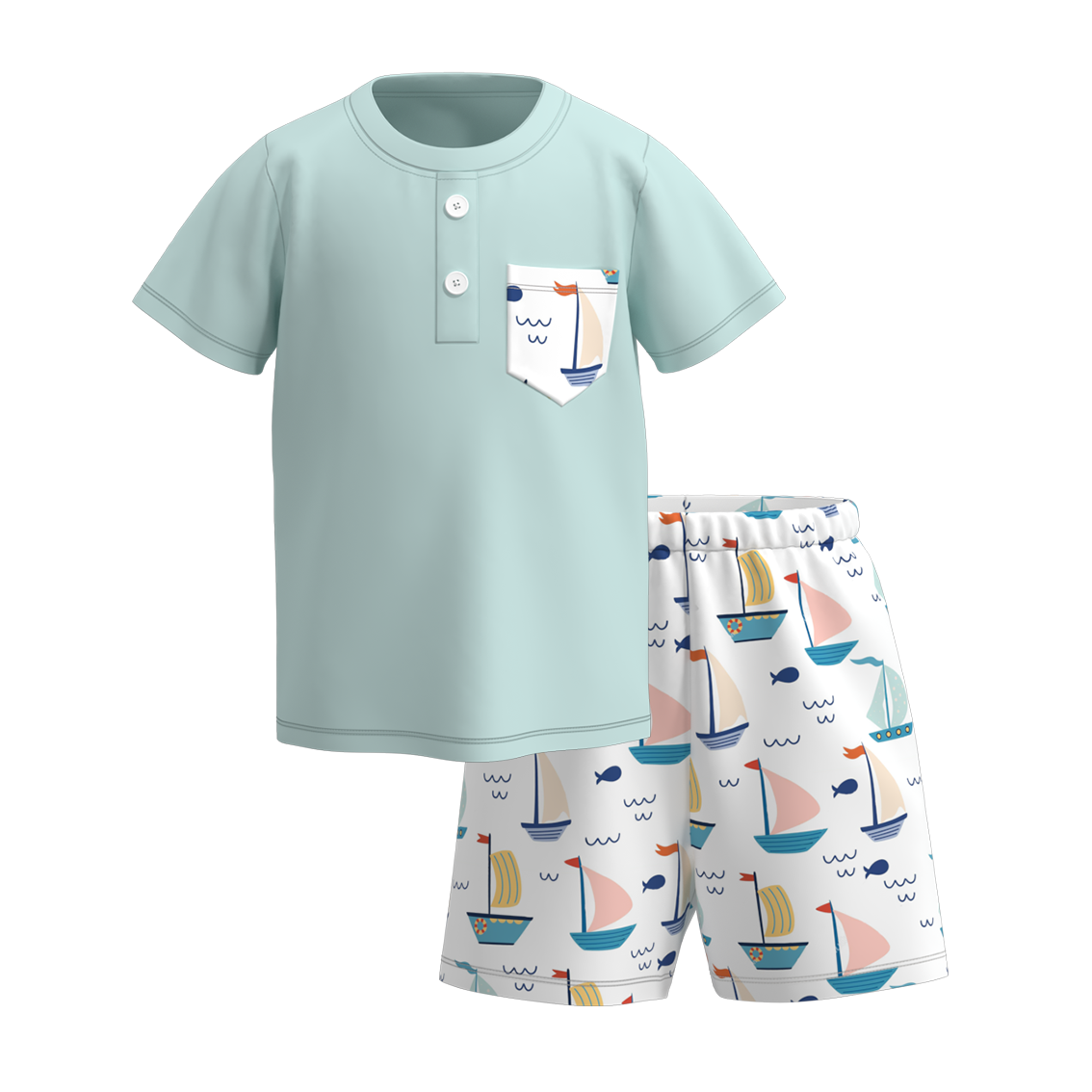 (Pre Order)Patriotic Boys Summer Pocket Print Short Set