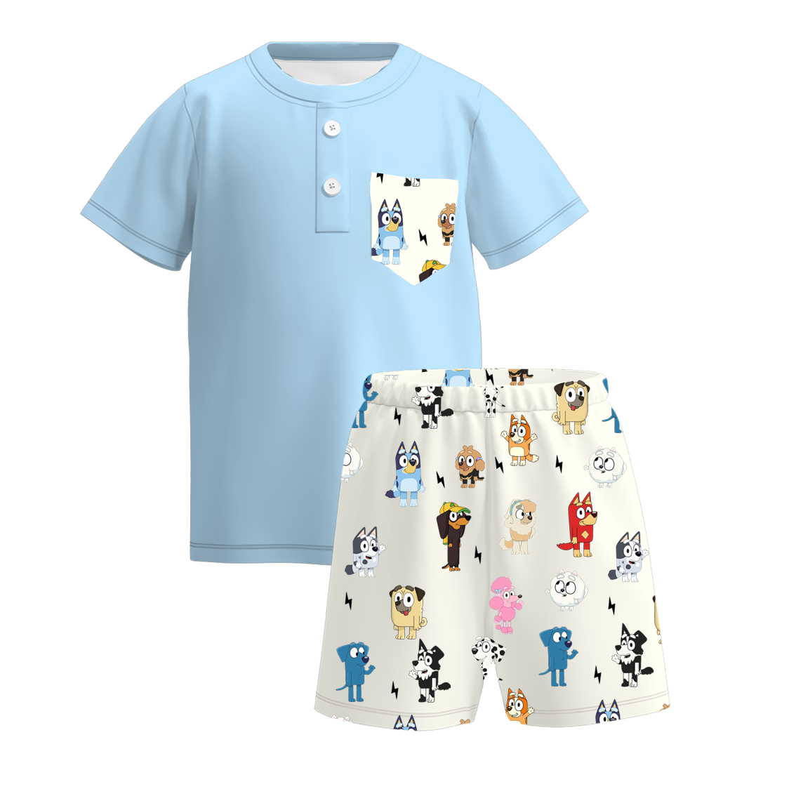 (Pre Order)Boys Summer Buley Print Pocket Short Set