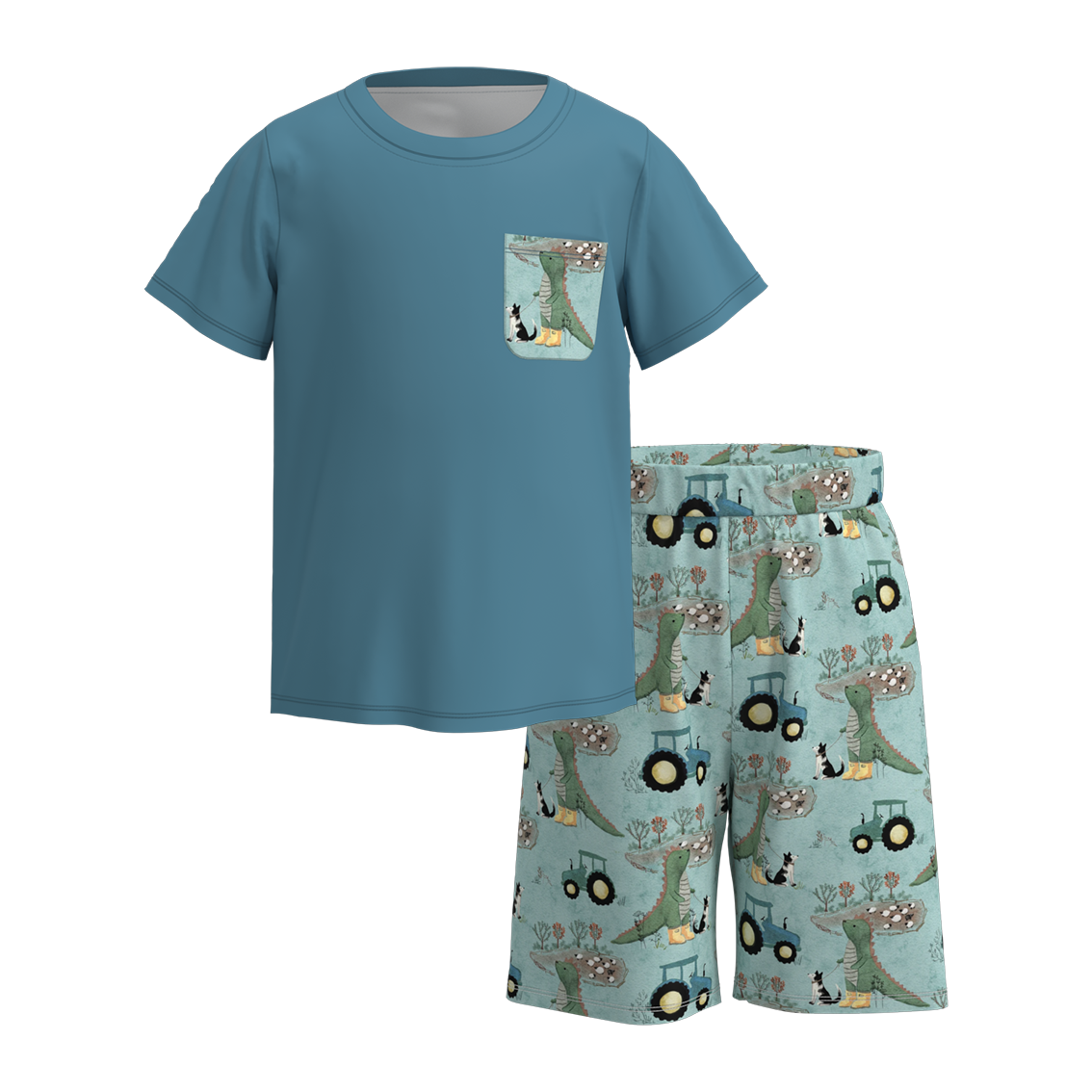 (Pre Order)Boys Summer Dinosaurs Print Short Set