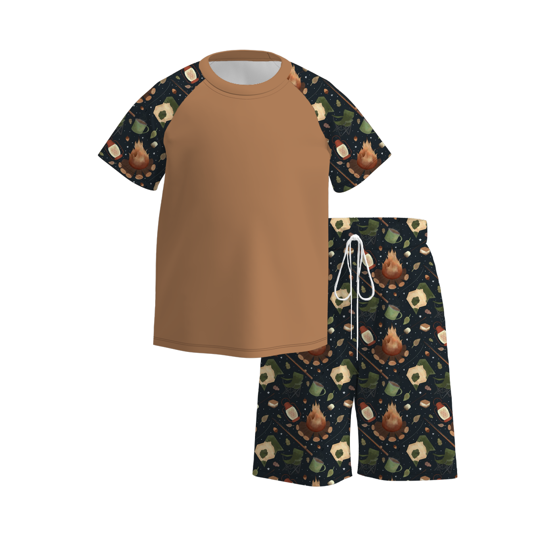 (Pre Order)Boys Summer Camping Print Short Set