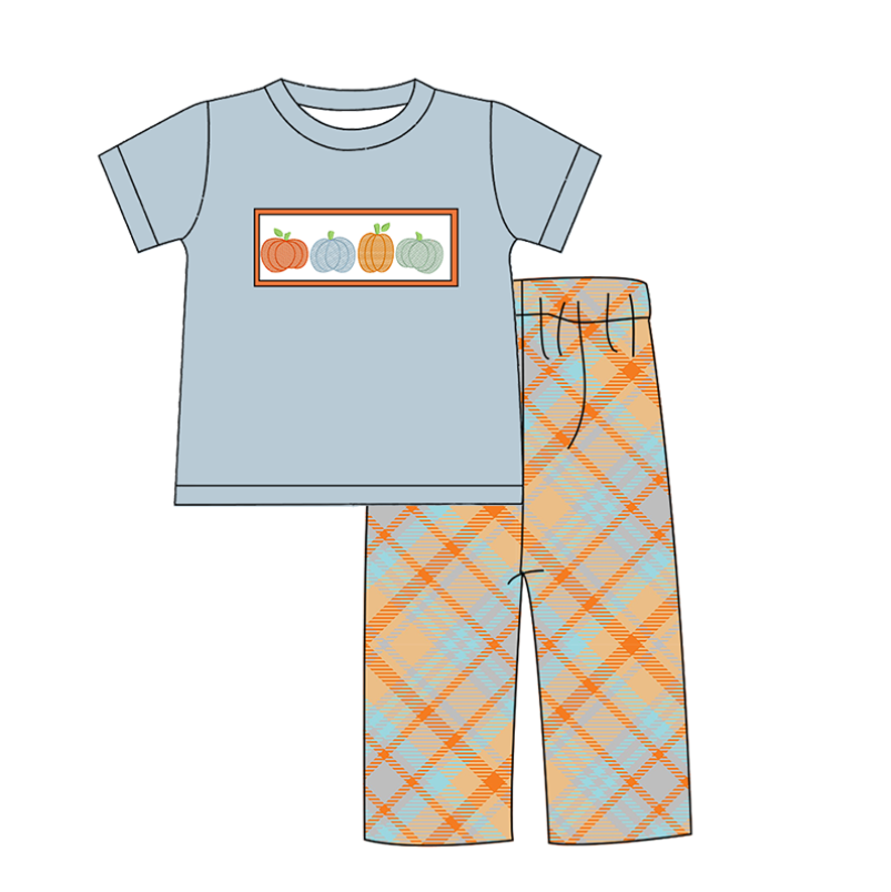 (Pre Order)Boys Halloween Embroidery Smocked Outfit Set