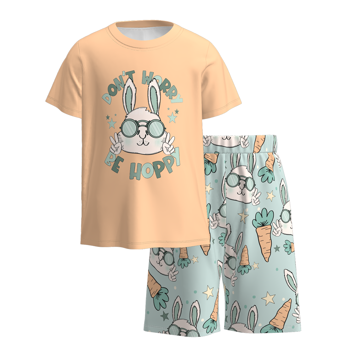(Pre Order)Boys Easter Bunny Print Shorts Set