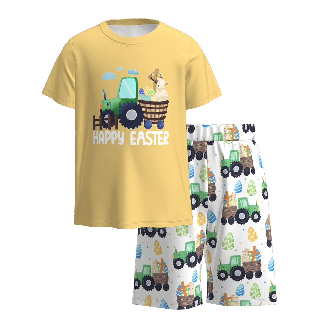 (Pre Order)Boys Easter Bunny Print Shorts Set