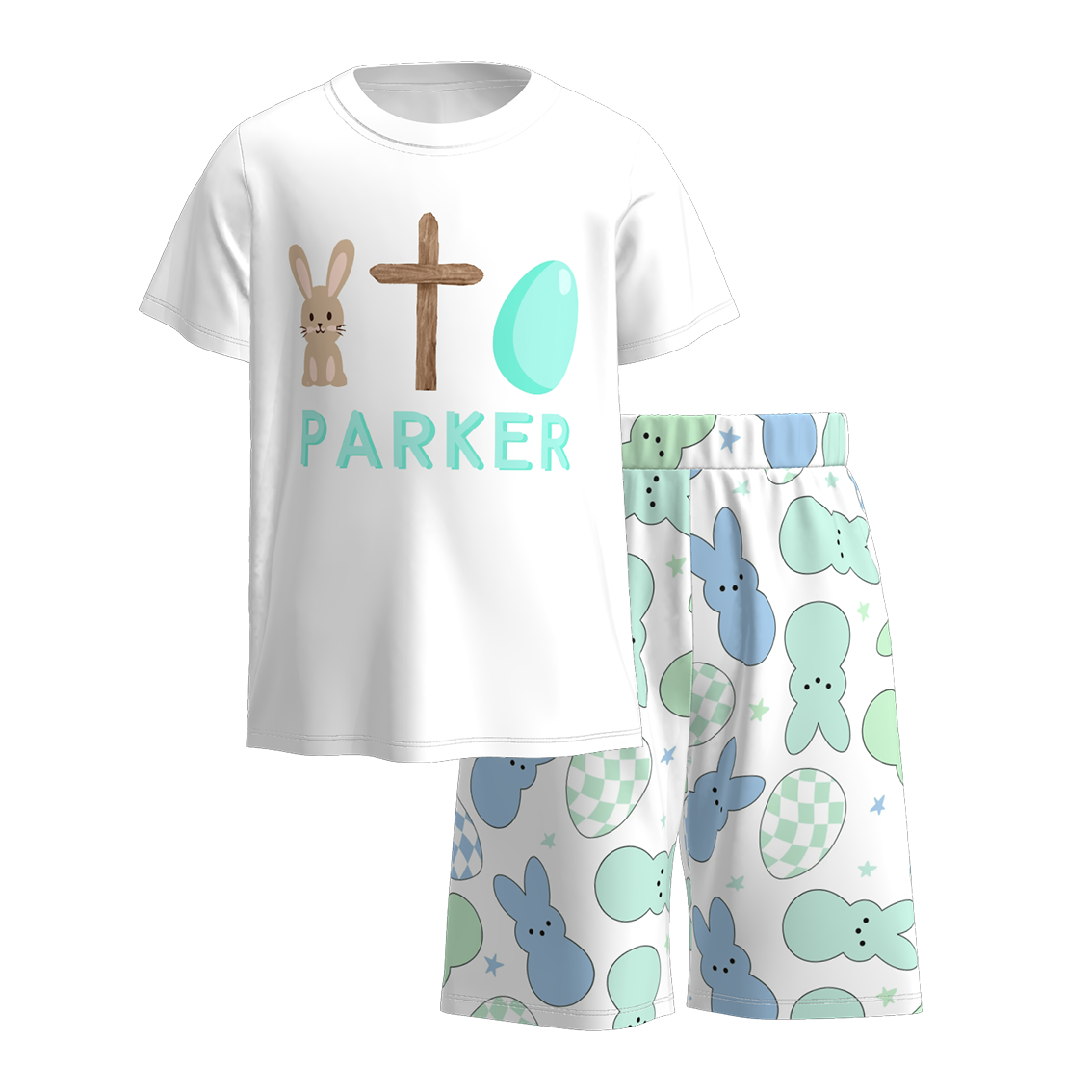 (Pre Order)Boys Easter Bunny Print Shorts Set