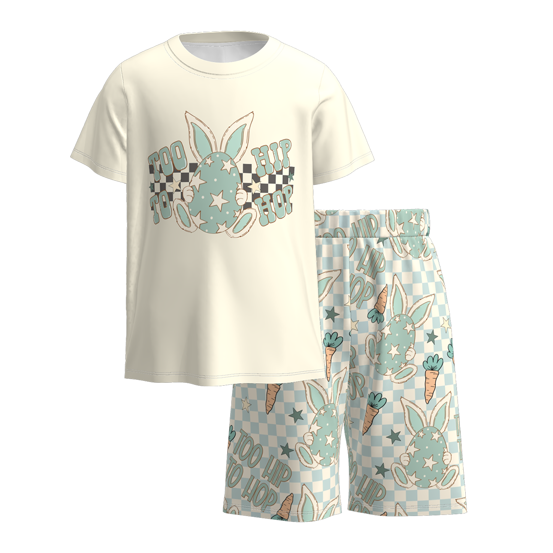 (Pre Order)Boys Easter Bunny Print Shorts Set