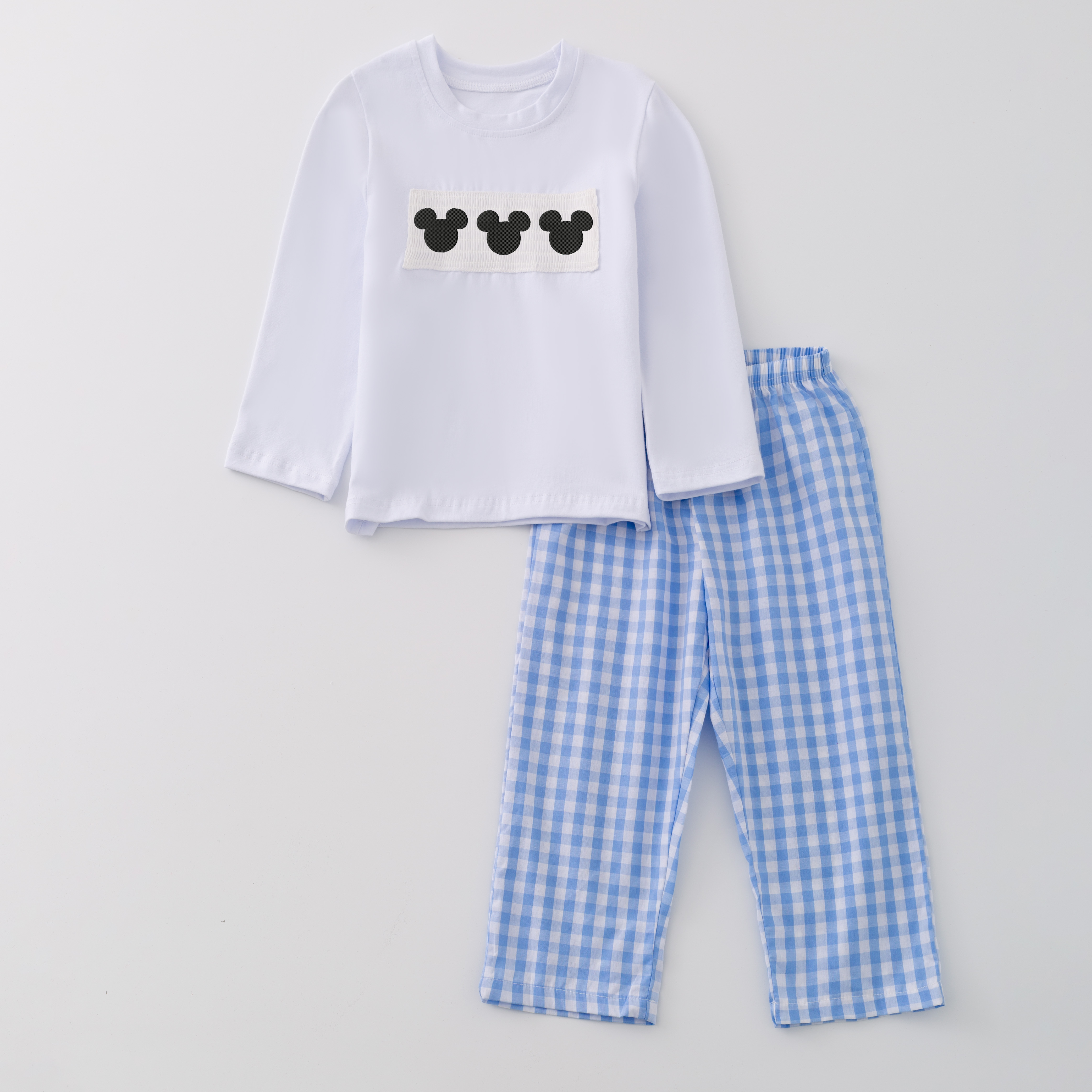 (Pre Order)Boys Cartoon Embroidery Smocked Romper and Outfit Set