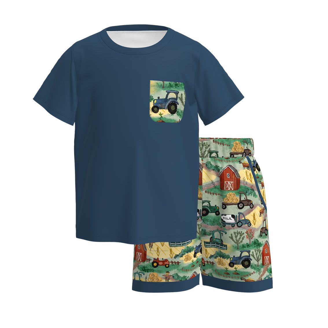 (Pre Order)Boys Spring and Summer Truck Print Shorts Set