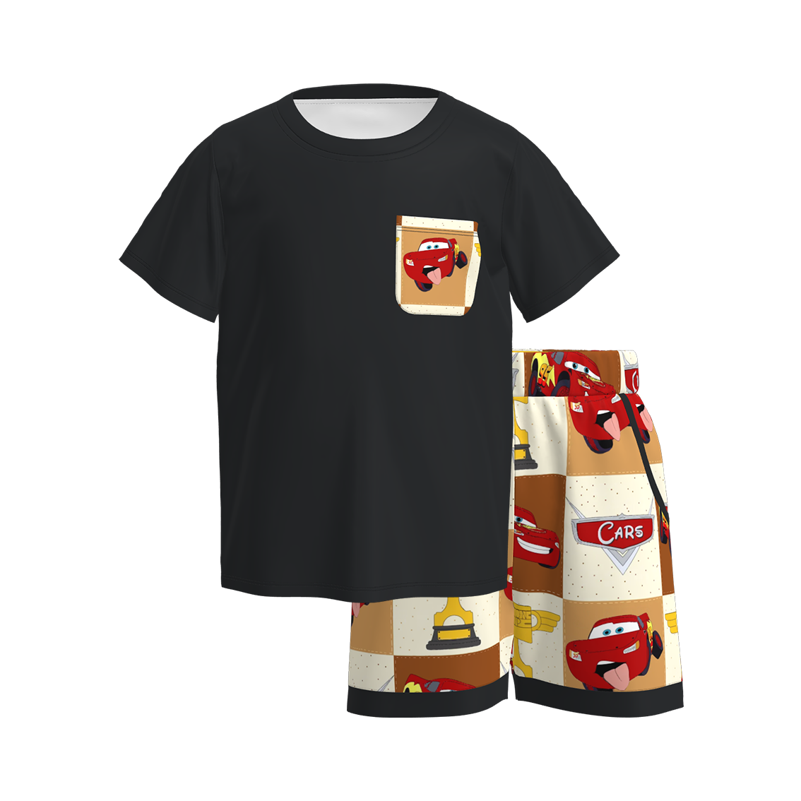 (Pre Order)Boys Spring and Summer Truck Print Shorts Set