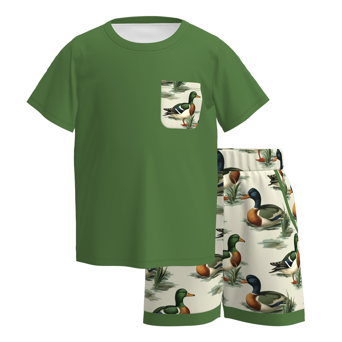 (Pre Order)Boys Spring and Summer Wild Duck Print Shorts Set