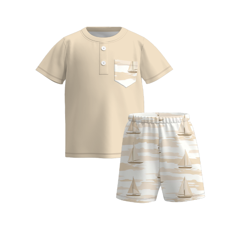 (Pre Order)Boys Spring and Summer Cartoon Print Shorts Set