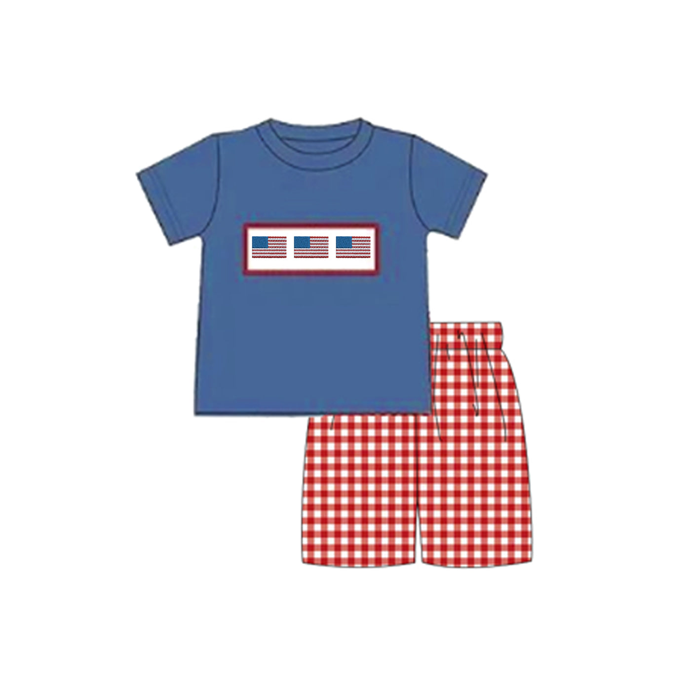 (Pre Order)Siblings Patriotic Embroidery Dress,Romper&Set