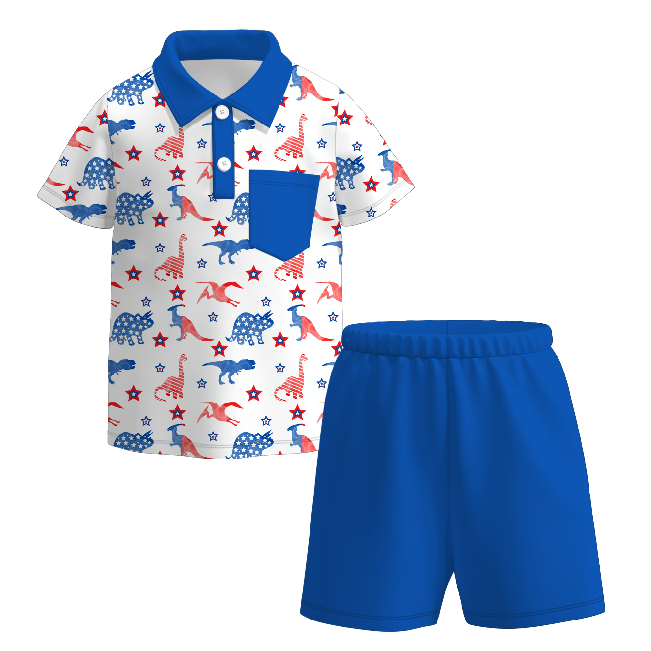 (Pre Order)Boys Patriotic Print Shorts Set