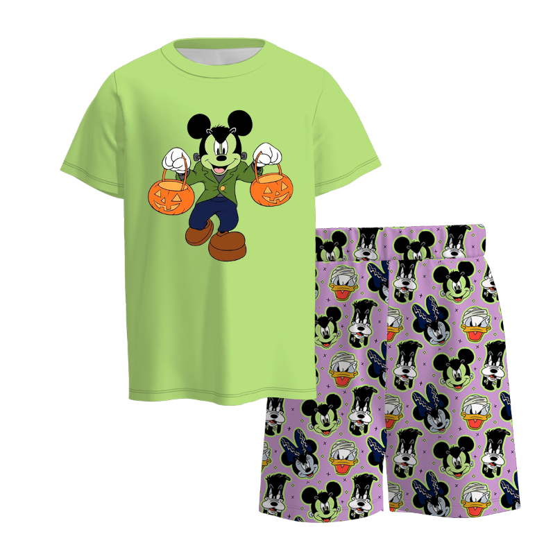 (Pre Order)Family Halloween Cartoon Print Set&Top