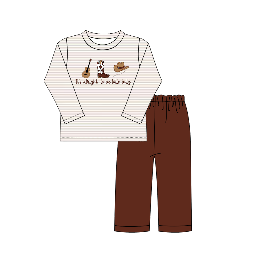 (Pre Order)Boys Fall Cowboy Embroidery Outfit Set
