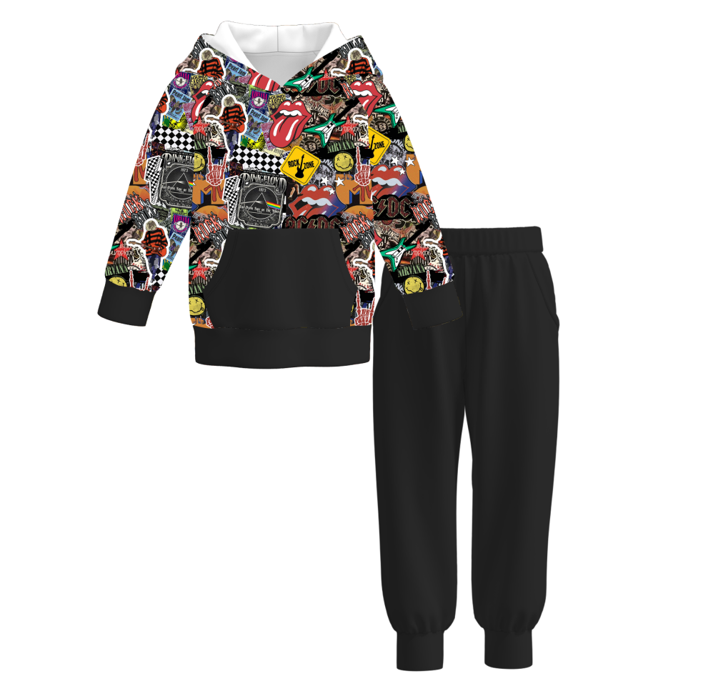 (Pre Order)Boys Fall&Winter Print Hoodie Set