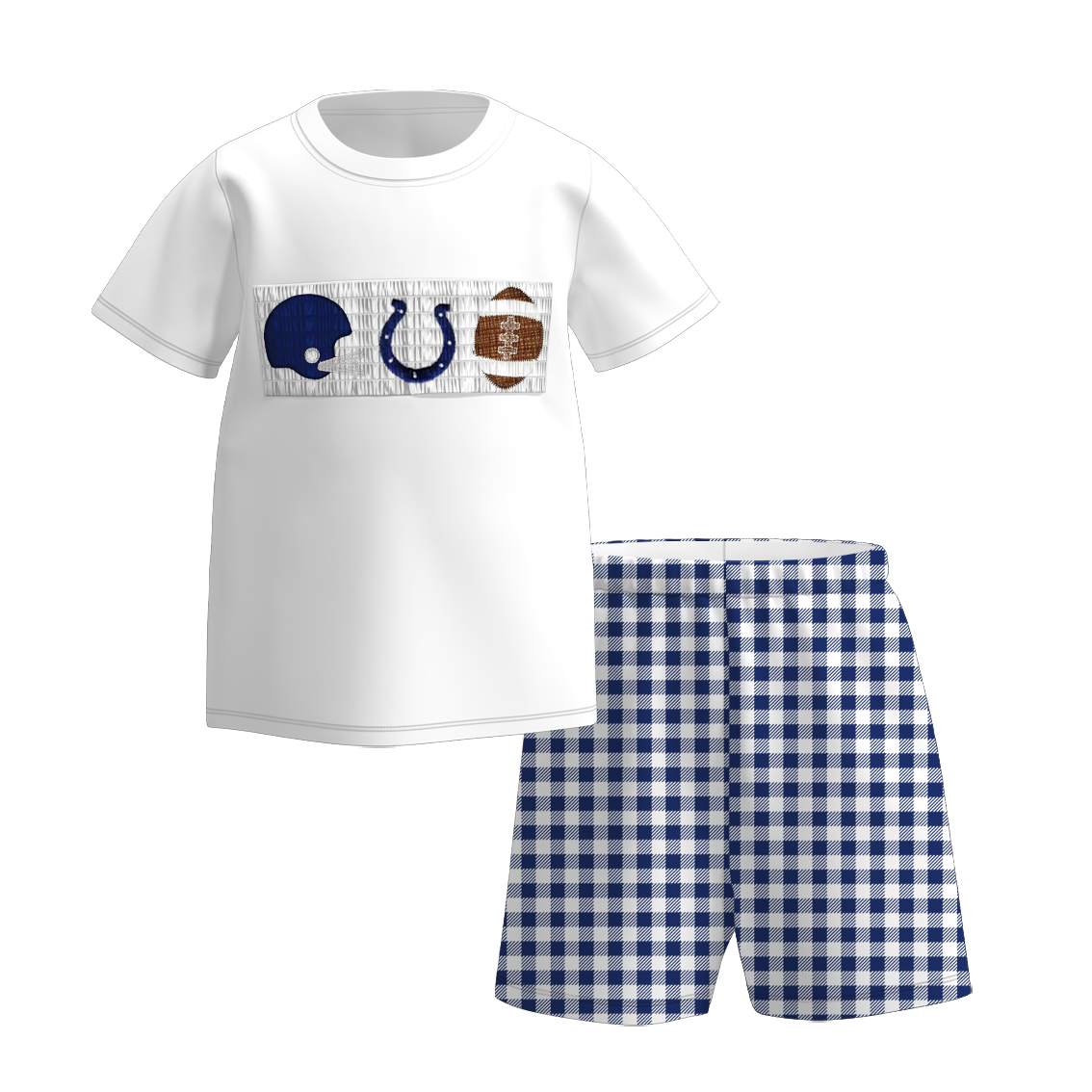 (Pre Order)Family Football Indianapolis Embroidery Smocked Dress,Set&Romper