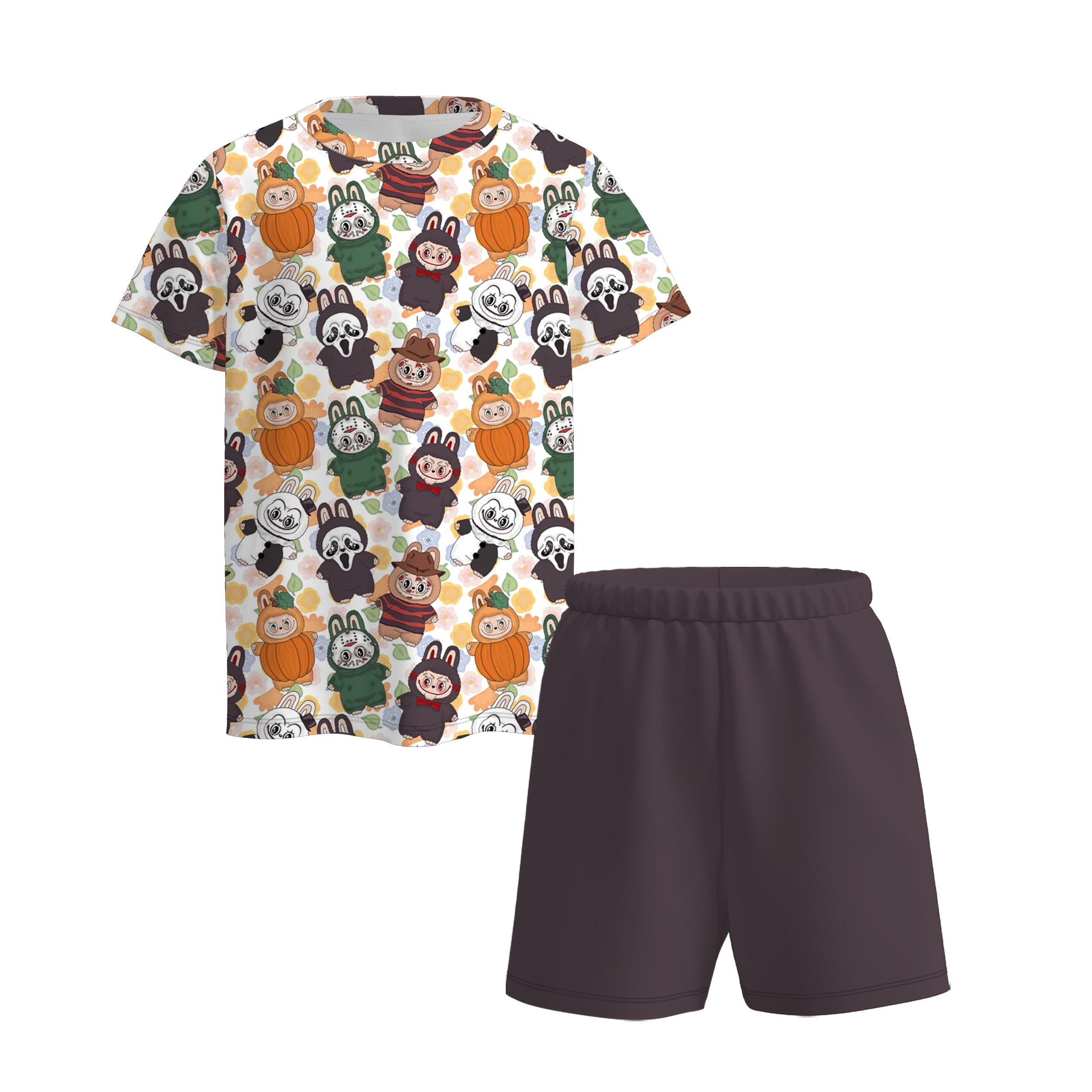 (Pre Order)Boys Cartoon Print Shorts Set