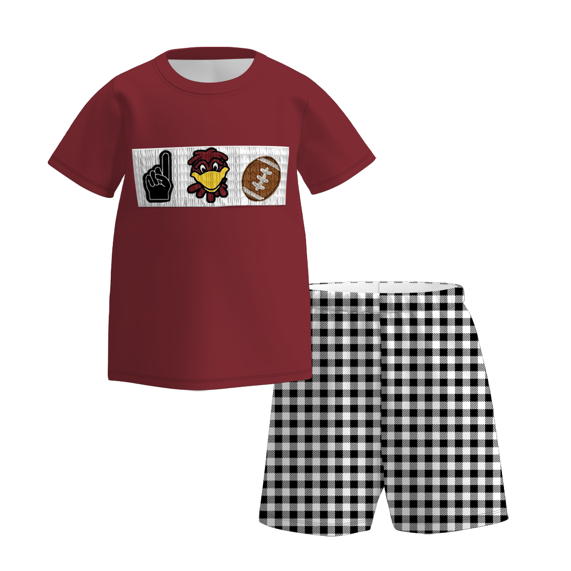 (Pre Order)Family Football USC Embroidery Smocked Dress,Set&Romper