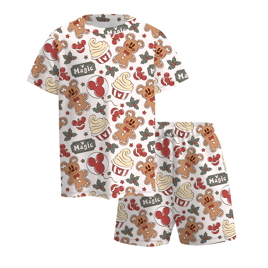 (Pre Order)Boys Christmas Gingerbread Print Set&Pants