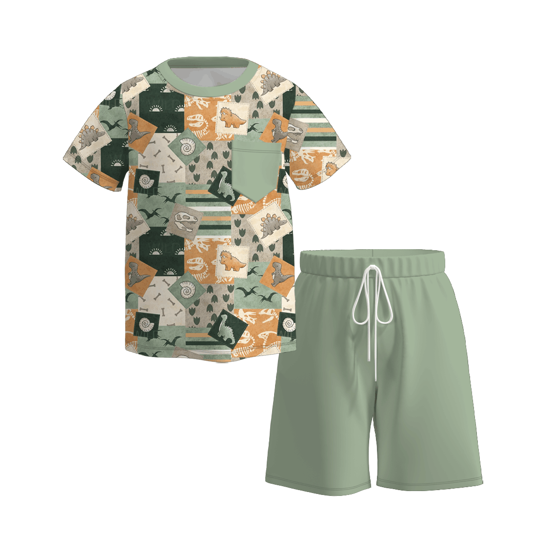(Pre Order)Brothers Spring and Summer Dino Print Set&Romper
